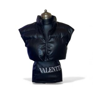 No name Sleek Black Puffer Vest crop vest with size adjustable elastics